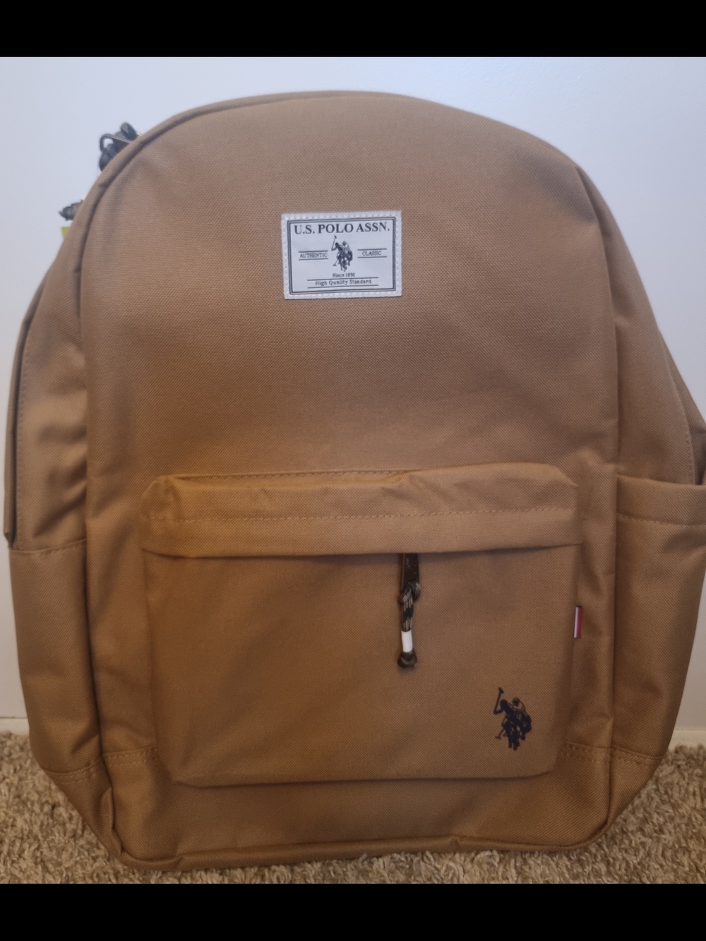 NWT U.S. Polo Assn. Tan Backpack with Front Pocket